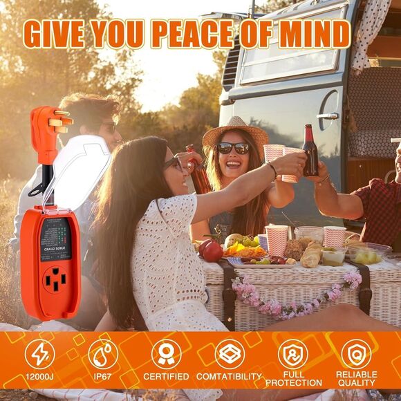 RV Surge Protector 50amp RV Circuit Analyzer 12000J + 14-50P to 10-50R Adapter - Picture 8 of 16